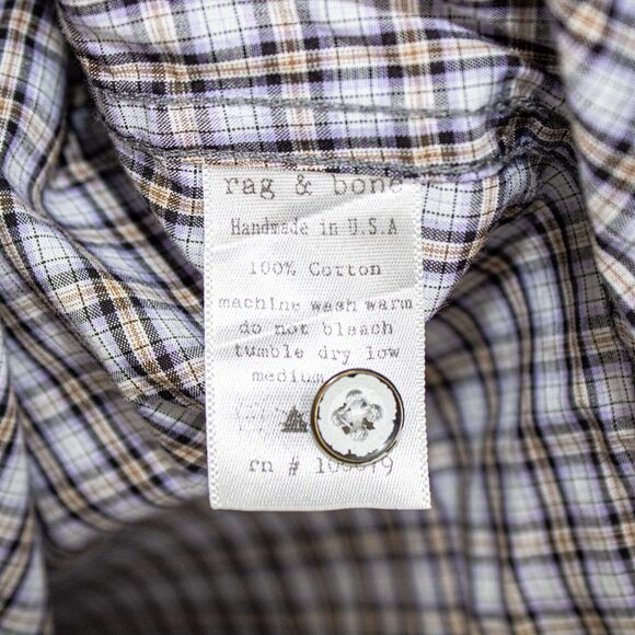 Rag & Bone Women's Button up shirt Plaid Cotton Handmade in USA size 2 - Picture 8 of 11